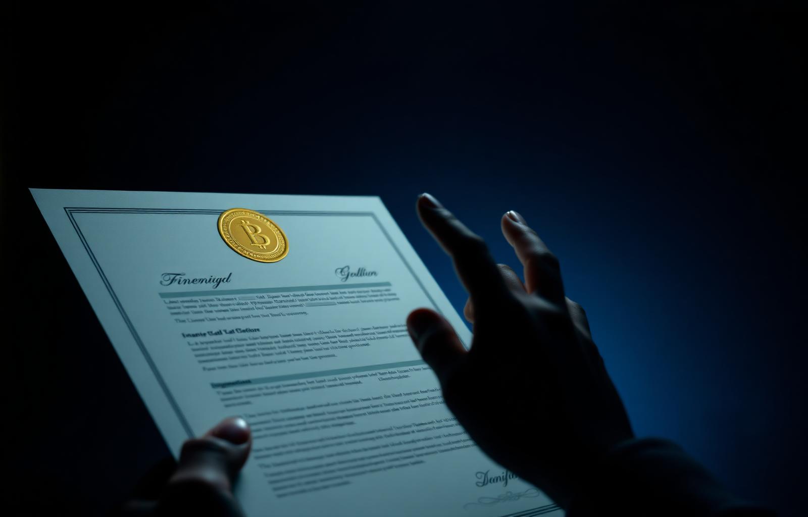 Documento di mandato con sigillo dorato: trasparenza del modello economico Mifidrecovery